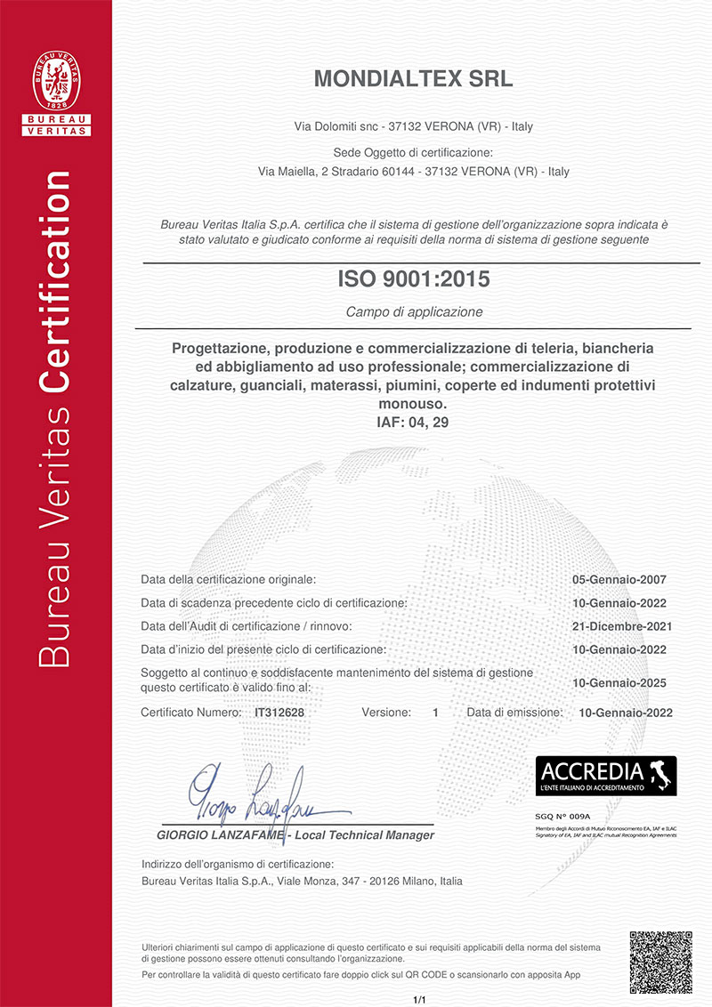 Certificato ISO 9001 2015